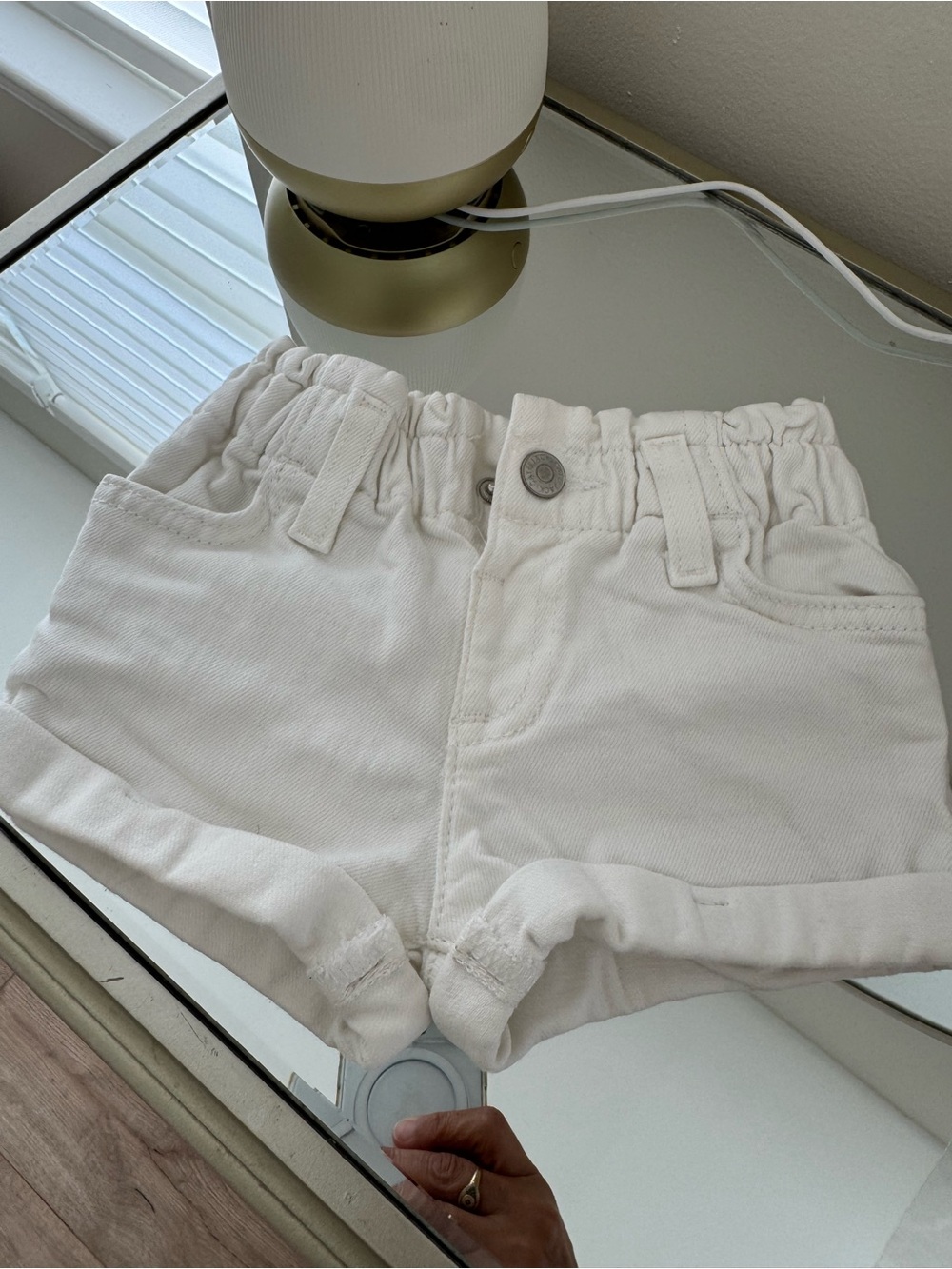 Cat & Jack Cream Elastic Waist Cuffed Shorts